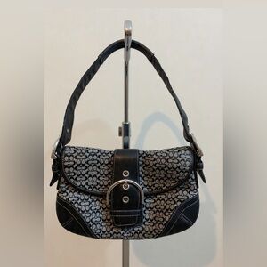 Vintage Coach Signature Canvas Soho Hobo Buckle Flap Shoulder Bag